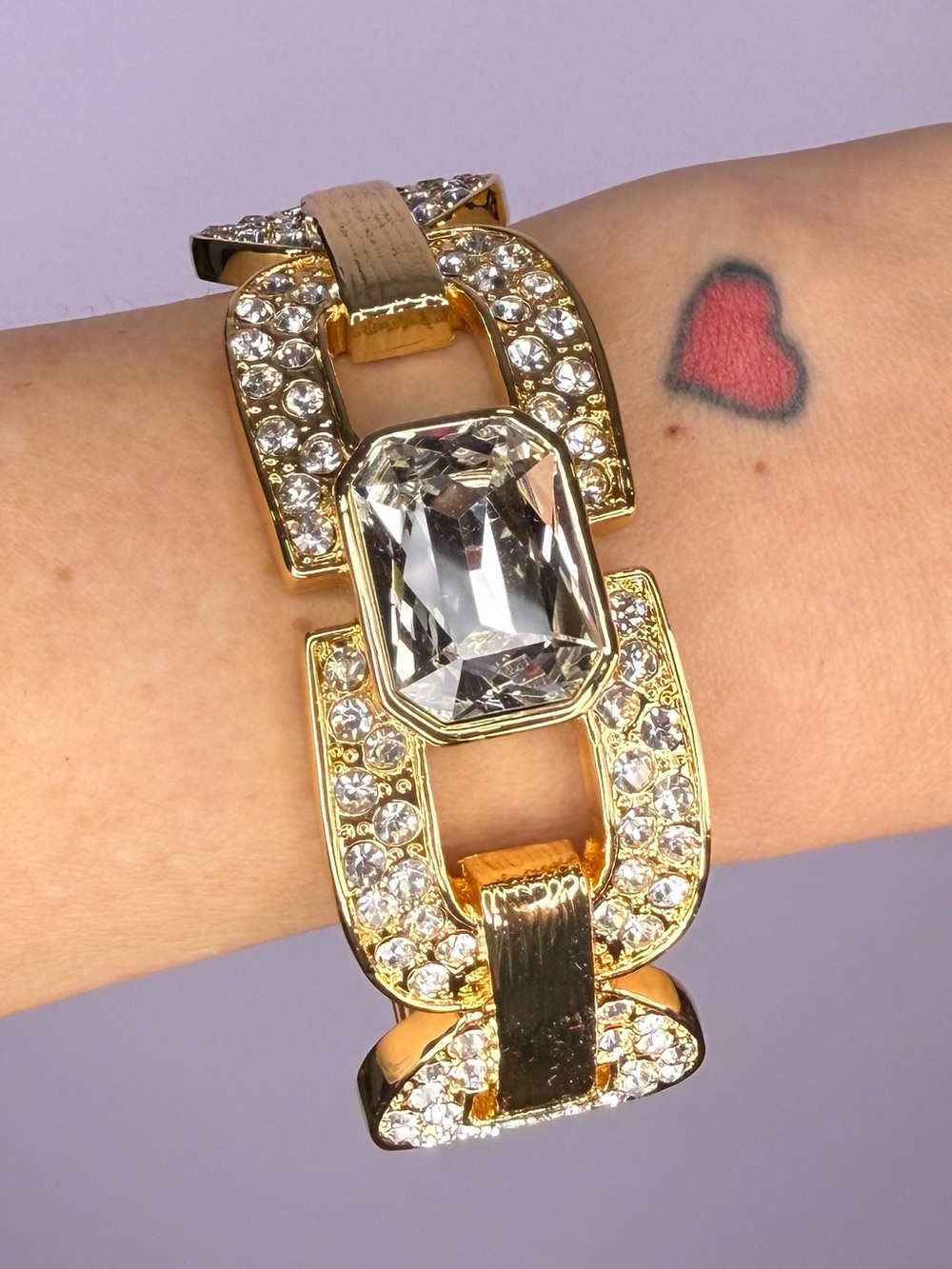 Catwalk Jon 18k Gold Plated Curb Link Headlight Bangle Bracelet